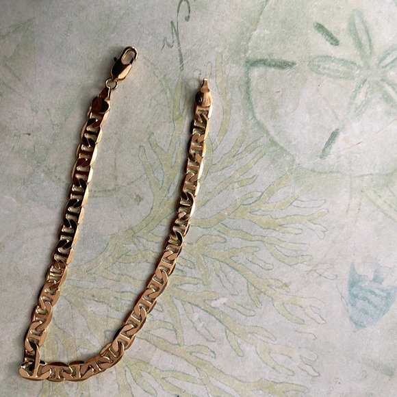 14K Gold Filled Bracelet Solid Mariner Link - Picture 1 of 4